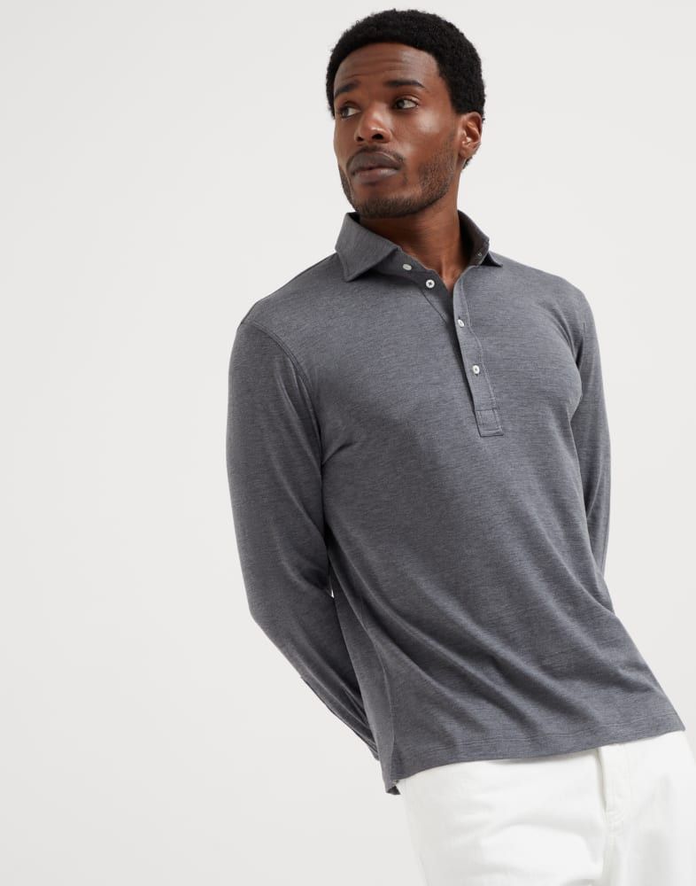 Brunello Cucinelli o1w1db10925 Polo T-Shirt in Grey Size US XL / EU 56 / 4 - 1 Thumbnail