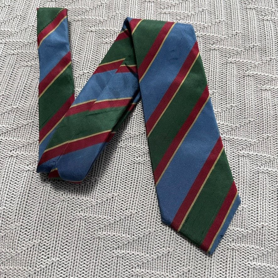 Alfred Dunhill Dunhill blue, red, and green striped silk tie Size ONE SIZE - 1 Thumbnail