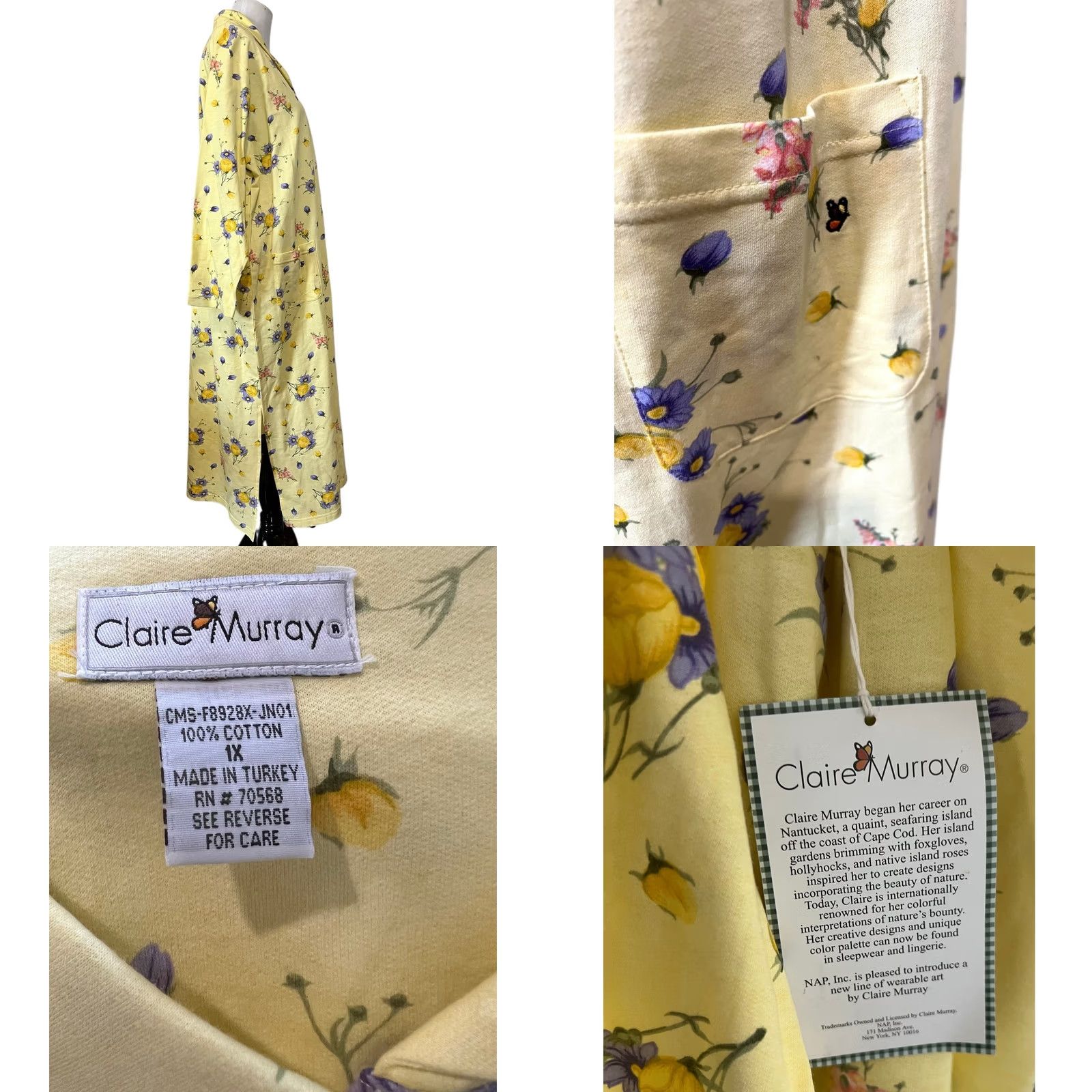 Vintage Claire Murray Wearable Art Women’s Shirt Dress Cotton Floral Sz 1X Long Sleeve Casual Kaftan Shirt Dress Women Size XL / US 12-14 / IT 48-50 - 8 Thumbnail