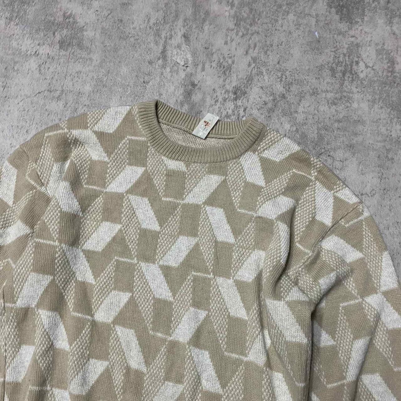 Other Cream and tan vintage 90s geometric pattern sweater knitwear Size US M / EU 48-50 / 2 - 3 Thumbnail