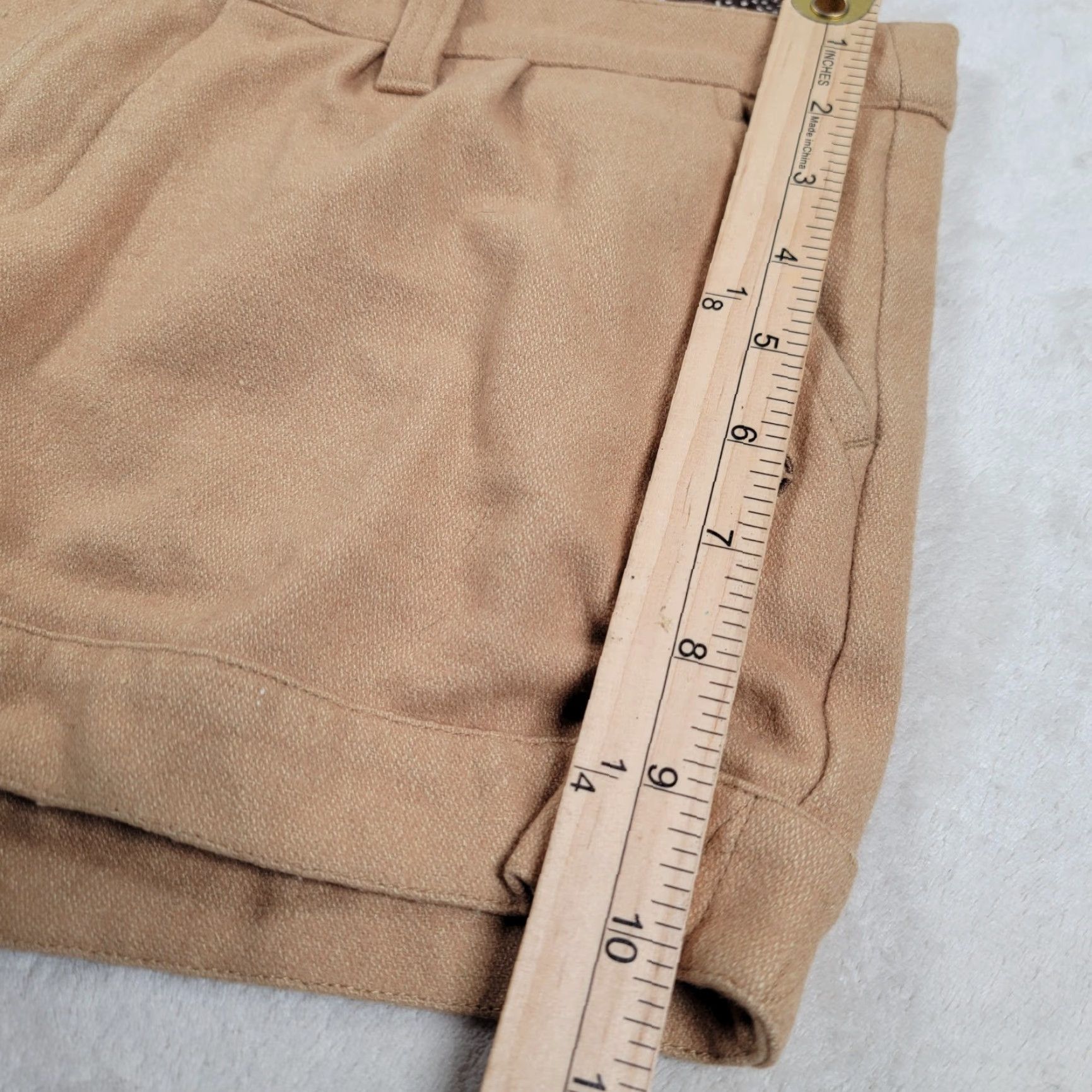 Element Element Beige Wool Blend Shorts Women's Size 7 Mini Short Flat Front Low Rise Casual Travel Summer Machine Washable Womens Size 28" / US 6 / IT 42 - 5 Thumbnail