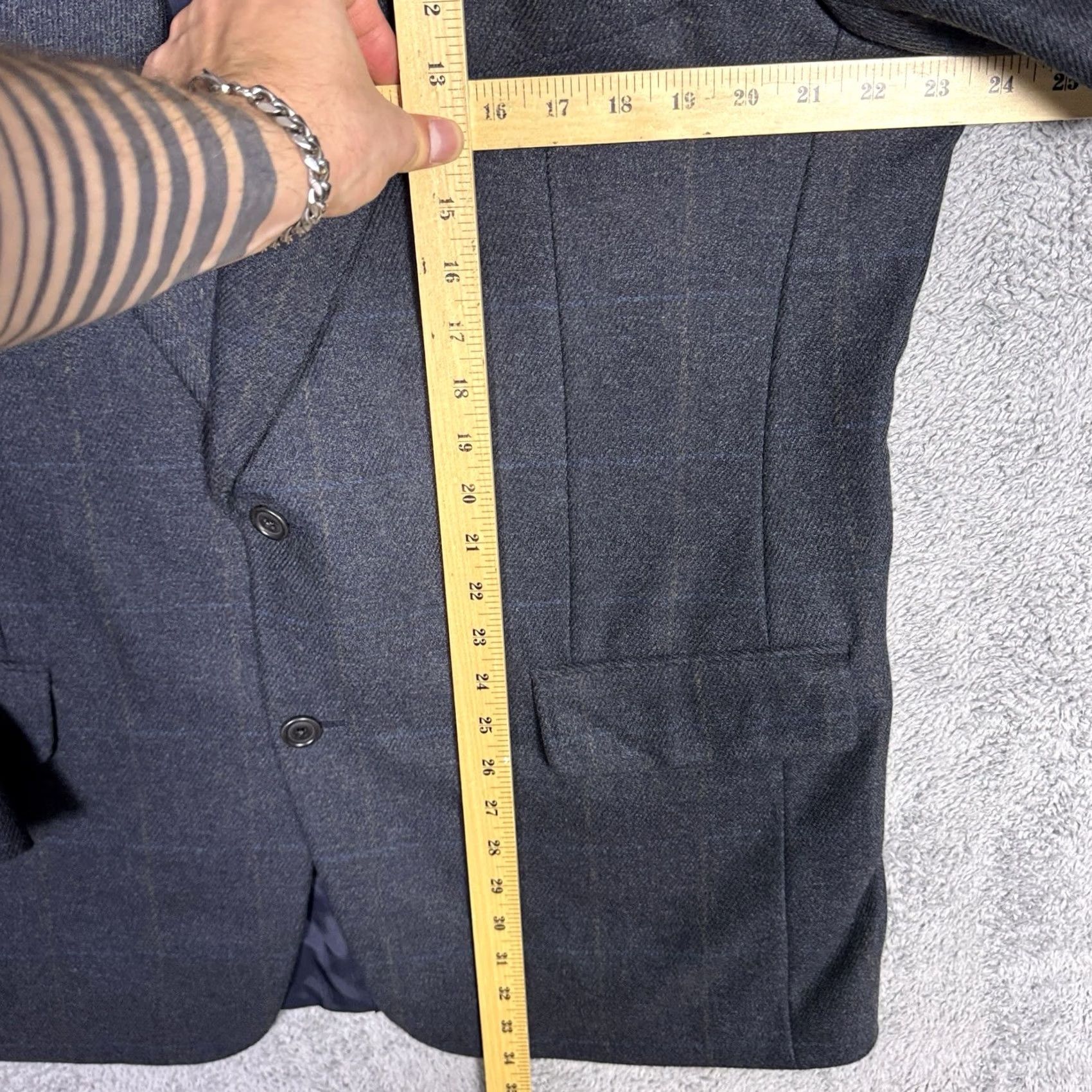Vintage Samuelsohn Sport Coat Mens 46L Cashmere Wool Windowpane Como Blazer Suit Jacket - Luxury Classic Size 46R - 7 Thumbnail