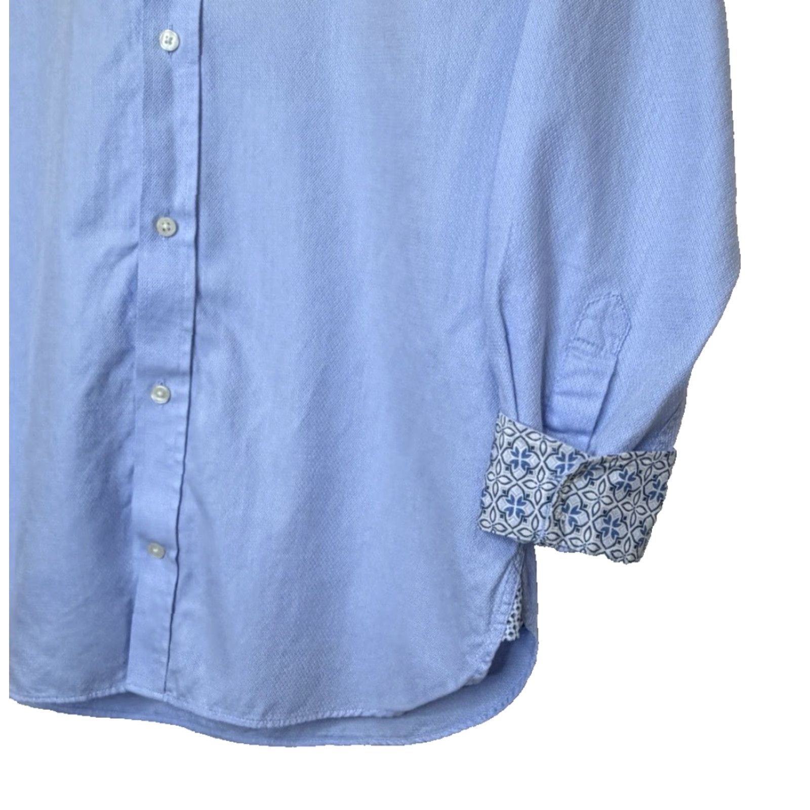 Ted Baker Ted Bake Endurance Button Front Shirt Mens Sz 15 Blue Texture Slim Fit Flip Cuff Size US S / EU 44-46 / 1 - 3 Thumbnail