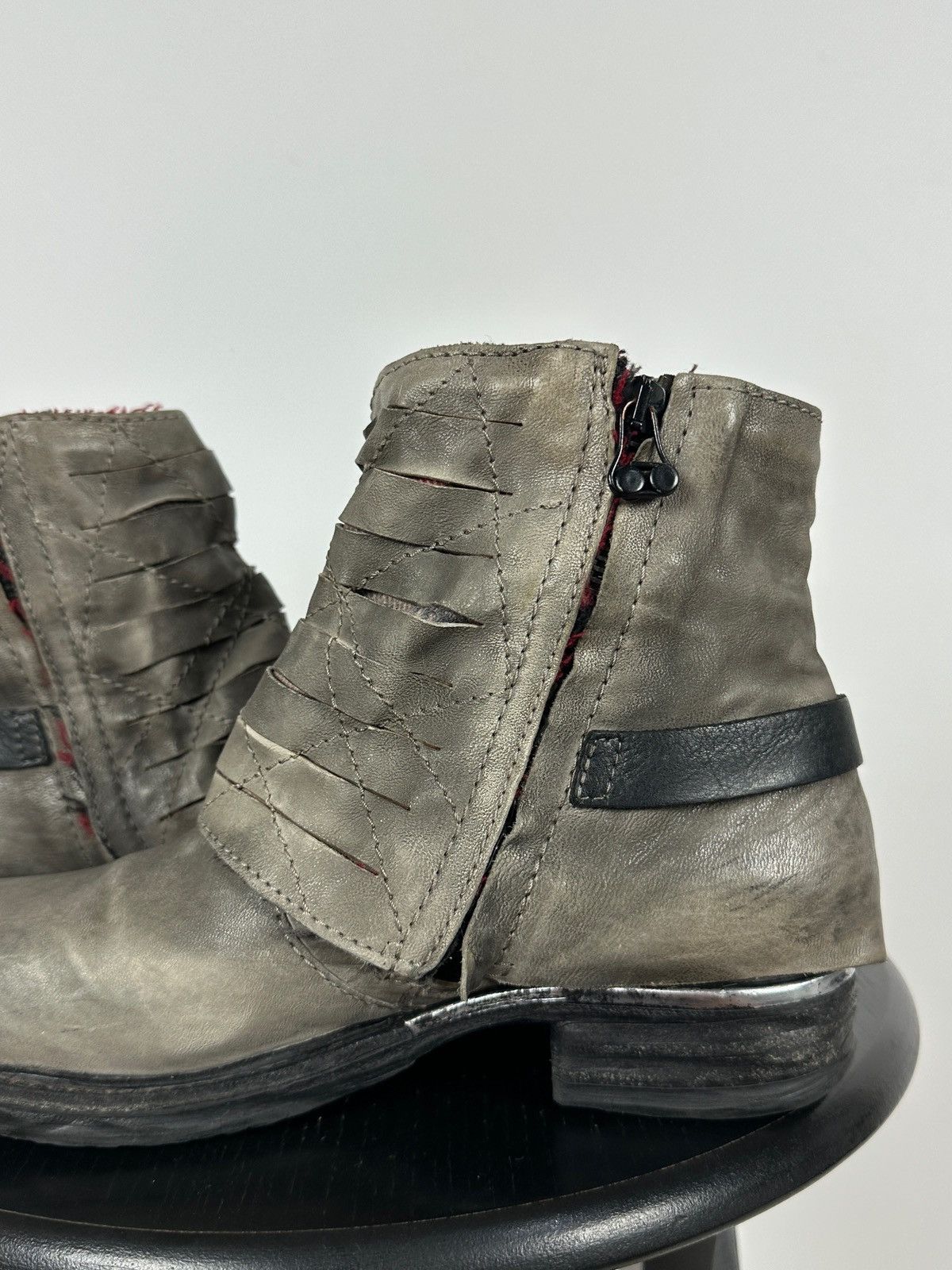 A.S.98 A.S.98. Airstep Gray Leather Biker Ankle Buckle Strap Boots Size US 8 / IT 38 - 20 Thumbnail