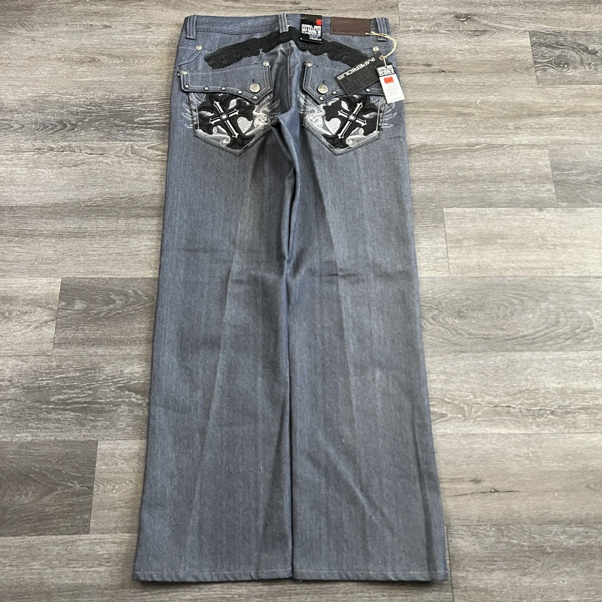 image of Avant Garde x Vintage Crazy Vintage Imperious Chrome Hearts Cross Style Baggy Jean in Grey (Size 36