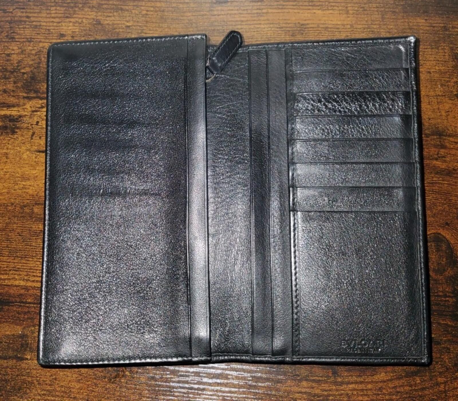 Bvlgari Bvgari Vintage Black Leather Long Wallet Bifold Card Holder Size ONE SIZE - 8 Thumbnail