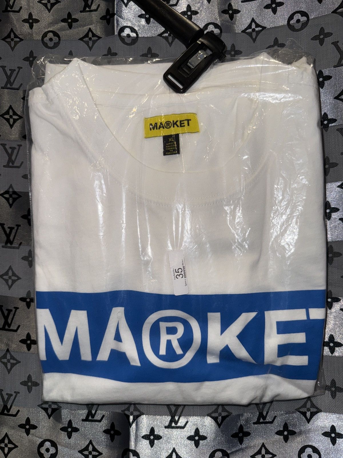 Market Market Blue/White Box Logo Tee – XL – Streetwear Essential Size US XL / EU 56 / 4 - 1 Thumbnail