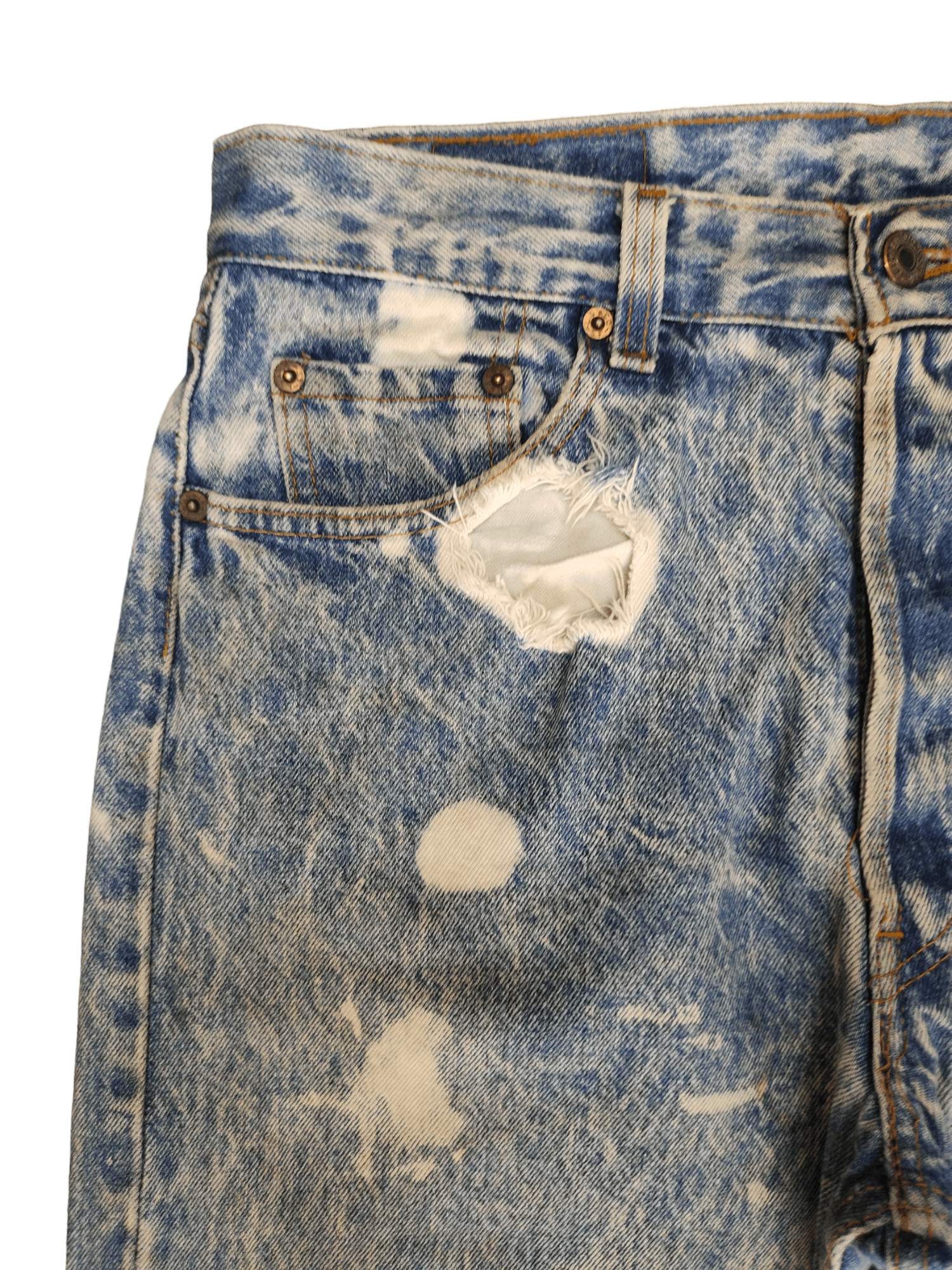 Levi's Size 31x32.5 Vintage 90s Levis 501 Acid Wash Jean Distressed Size US 31 - 4 Thumbnail