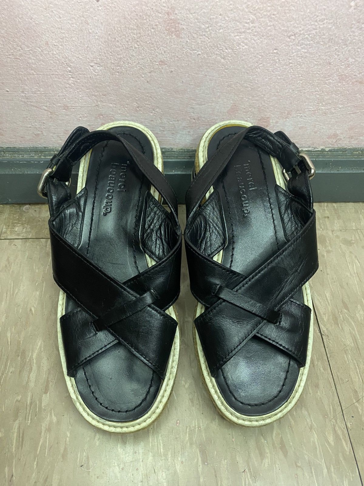 Issey Miyake × Japanese Brand × mercibeaucoup Mercibeaucoup by issey miyake leather black sandal Size US 7 / IT 37 - 10 Thumbnail