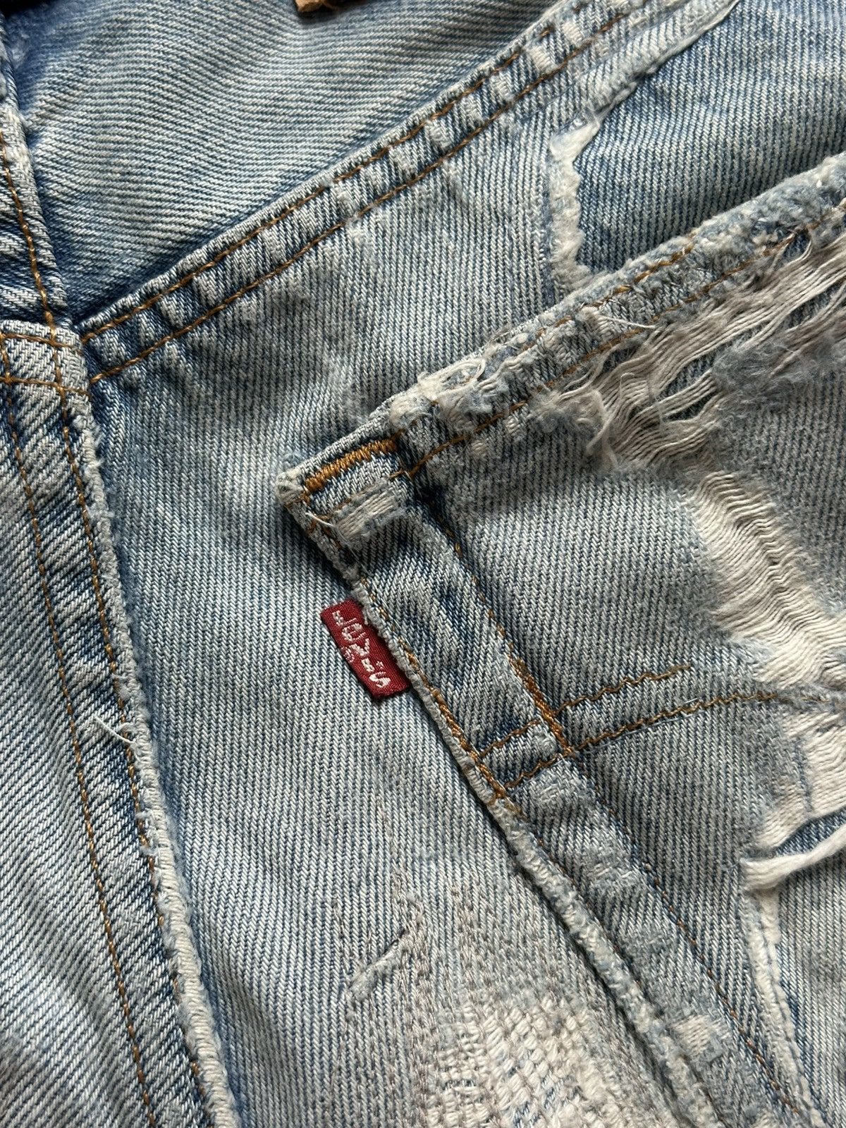 Levi's Levi's 501 repaired/stitched/sashiko distressed jeans Size US 28 / EU 44 - 13 Thumbnail