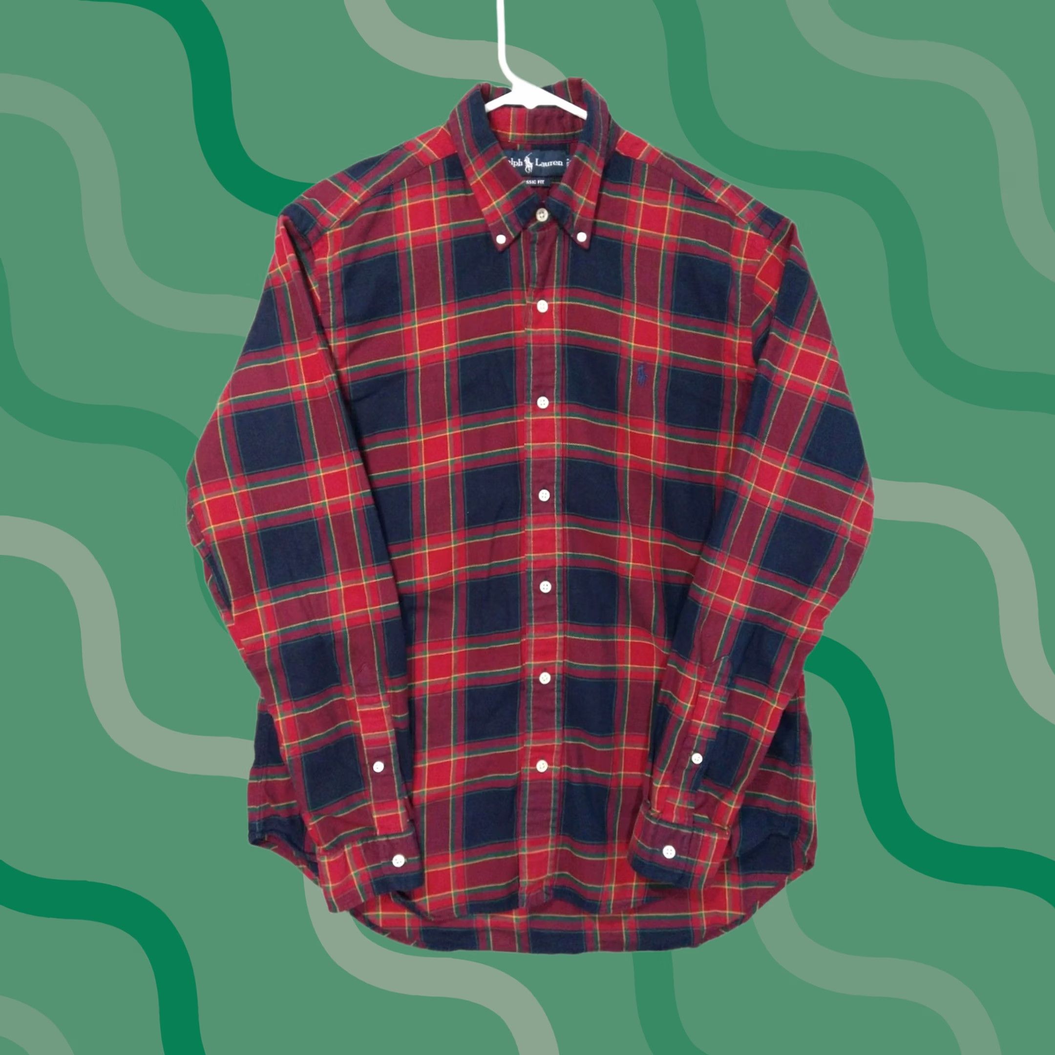Ralph Lauren Ralph Lauren Shirt Mens Medium Plaid Flannel Button Down Long Sleeve Classic Fit Blue Cotton WINTER? Size US M / EU 48-50 / 2 - 1 Thumbnail