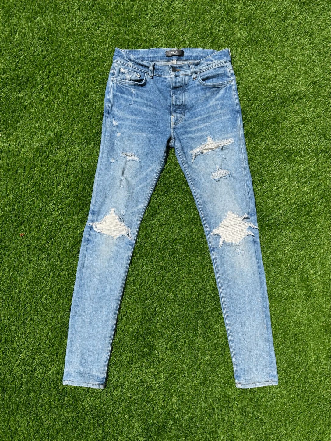 Amiri Jeans MX1 Blue White Patch