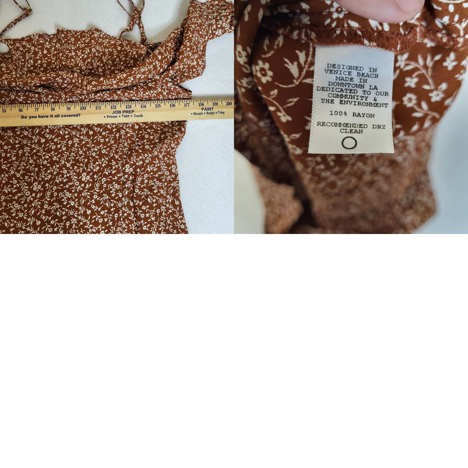 Vintage Flynn Skye Maxi Dress Floral Sleeveless V-Neck XS White Brown Women’s Size XS Casual Dress Size XS / US 0-2 / IT 36-38 - 9 Thumbnail