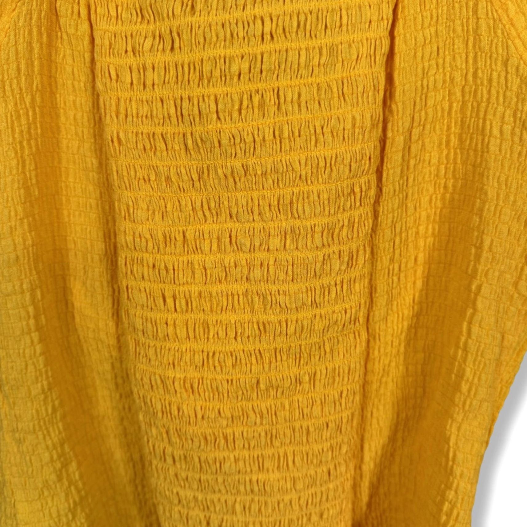 Vintage The General Good Blouse Shirt Womens S Yellow Bow-Tied Crop Top Blouse V-Neck Short Sleeve Casual Party/Cocktail Bohemian Vintage No Size S / US 4 / IT 40 - 4 Thumbnail