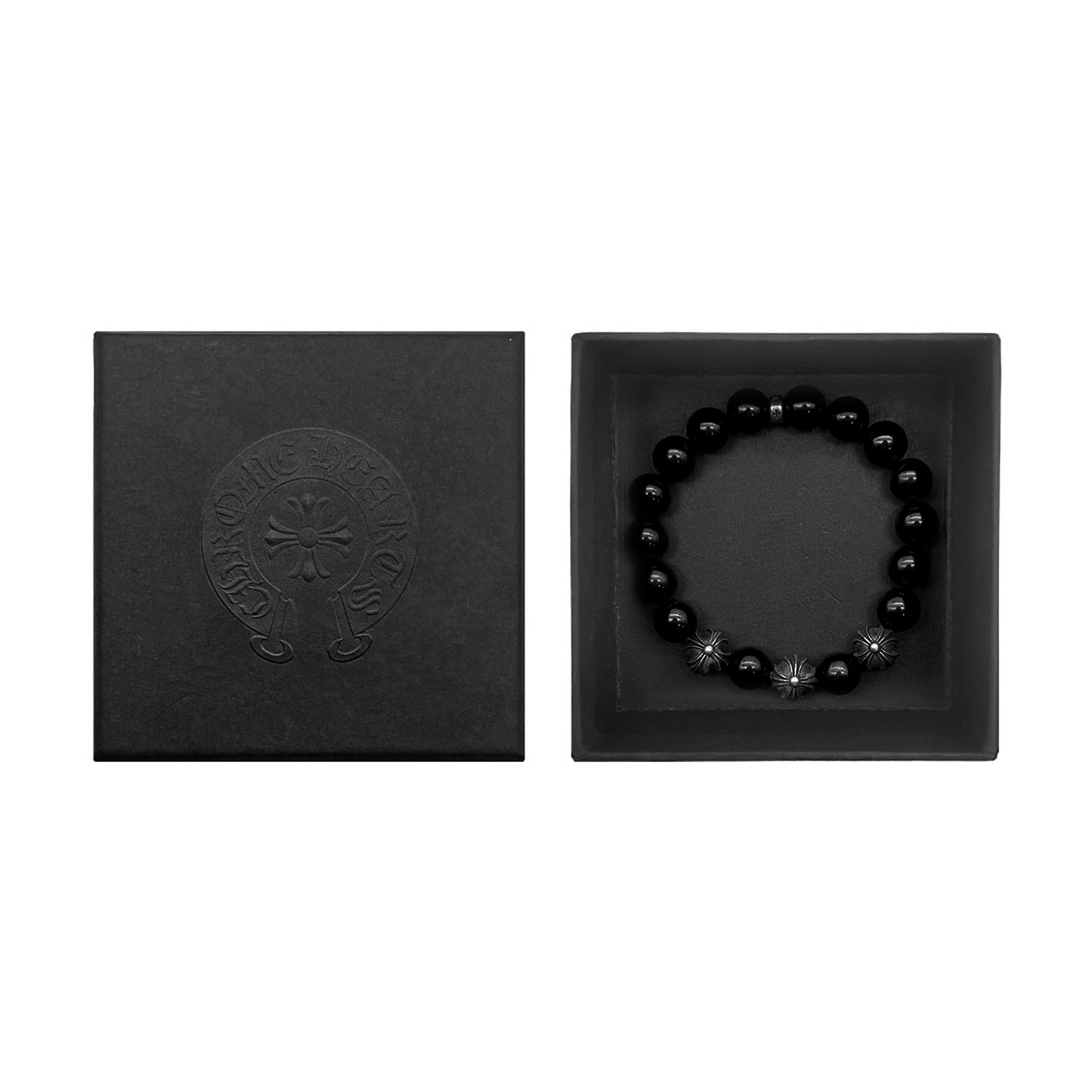 Chrome Hearts Chrome Hearts 10mm Black Obsidian 4 Silver Beaded Bracelet Size ONE SIZE - 4 Thumbnail