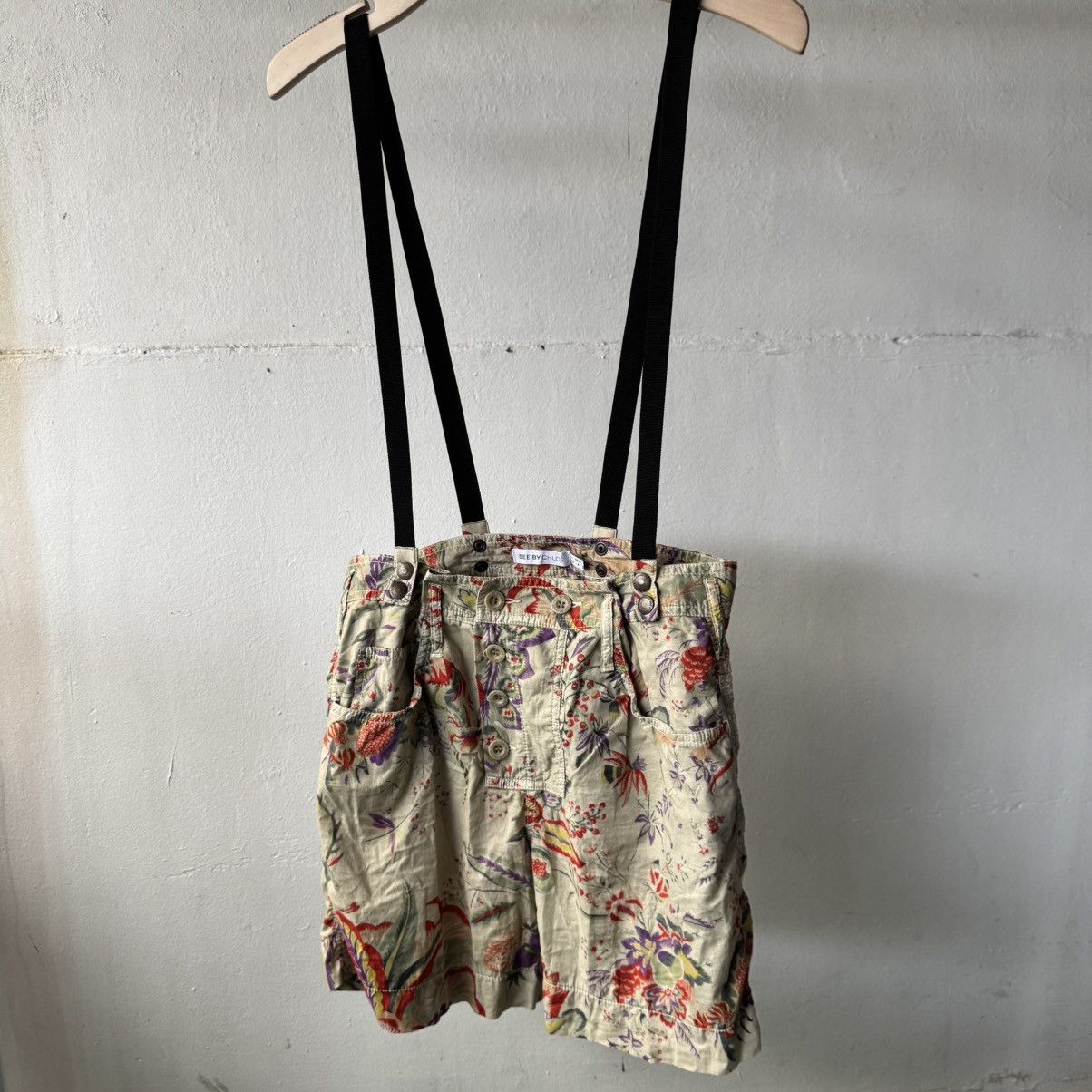 Other See by Chloé Floral Hawaii Pattern Shorts Suspenders Size 28" / US 6 / IT 42 - 1 Thumbnail