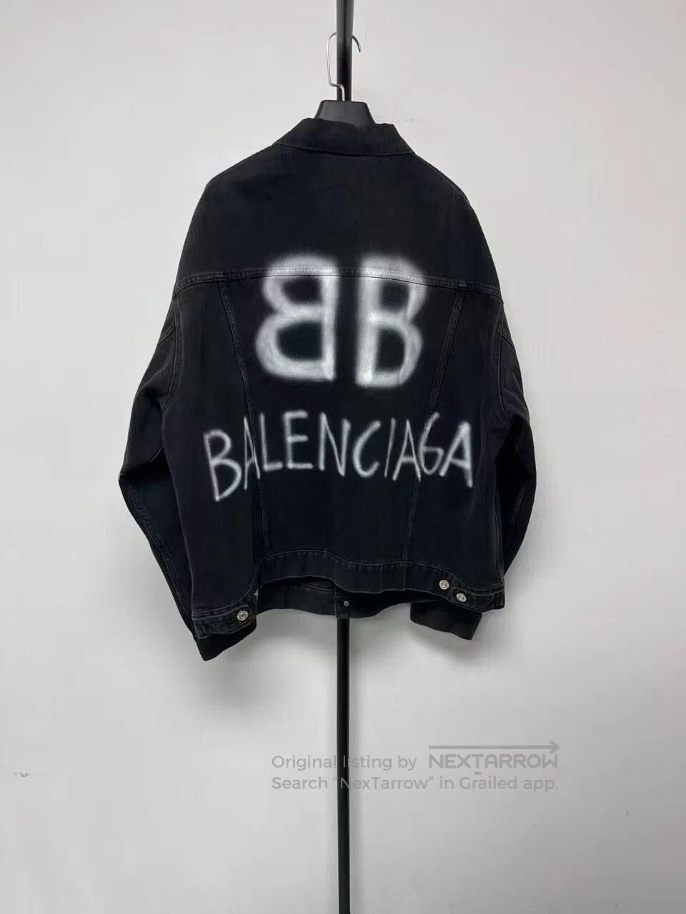 Balenciaga balenciaga black denim jacket with logo. Size US S / EU 44-46 / 1 - 1 Thumbnail
