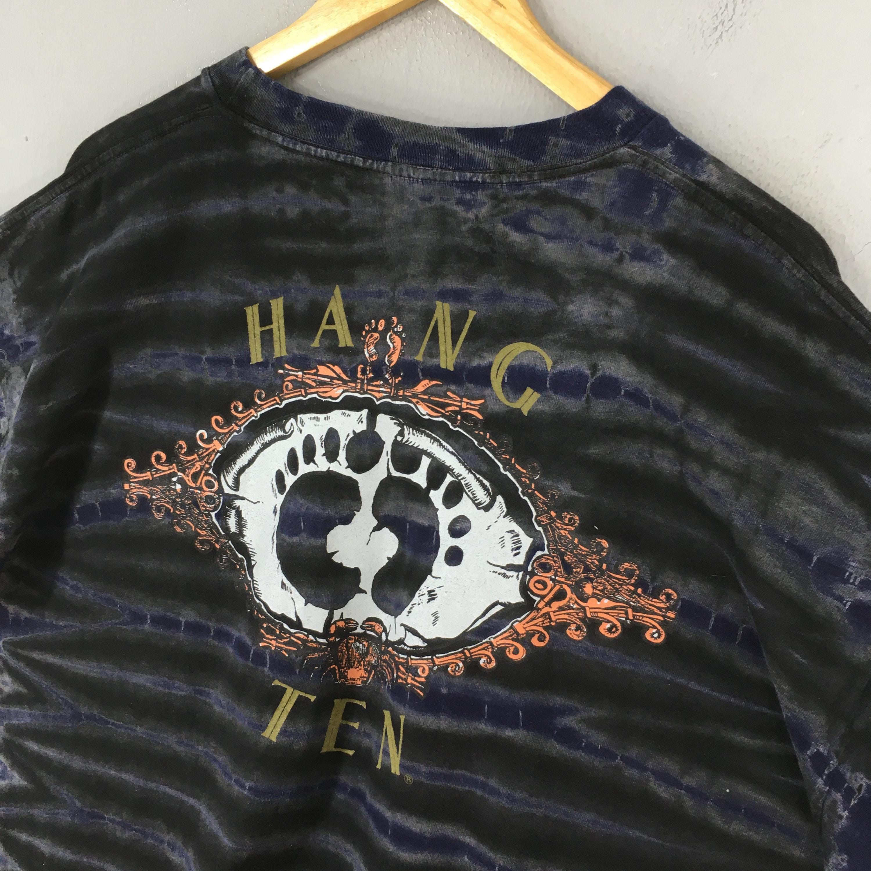 Hang Ten Vintage 90s Hang Ten Tie Dye Black T shirt 2XLarge Size US XXL / EU 58 / 5 - 3 Thumbnail