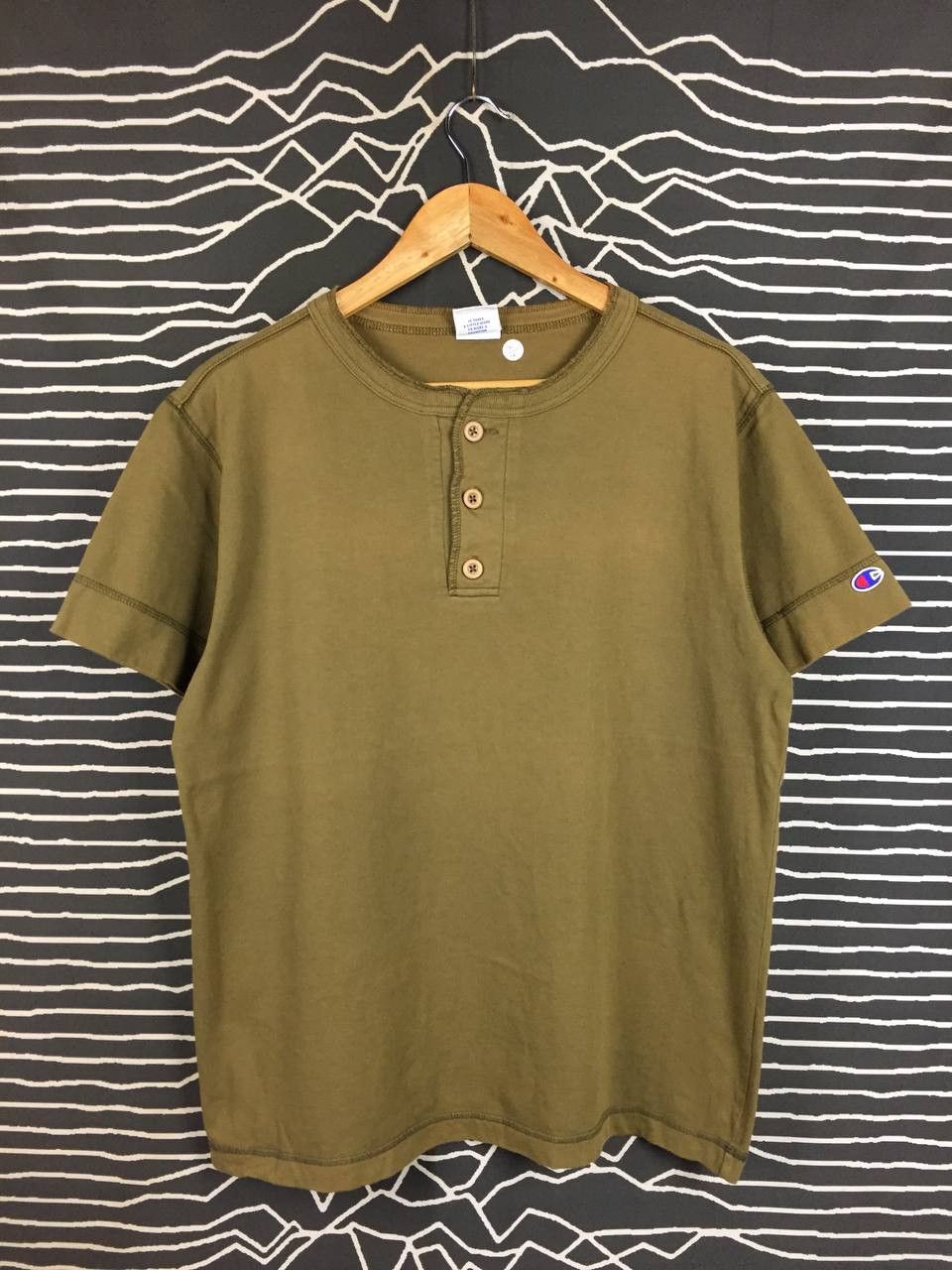 Champion Vtg Champion Athletic Apparel Olive Green Henley Tee Size US L / EU 52-54 / 3 - 1 Thumbnail