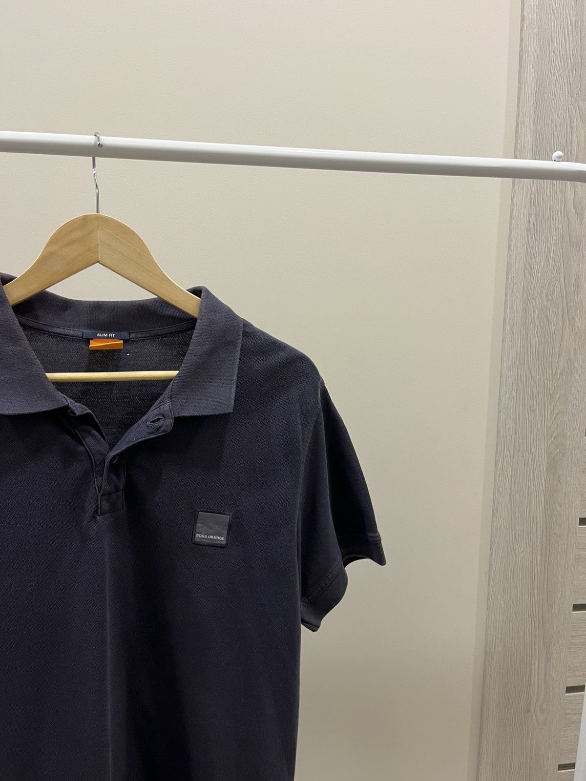Vintage HUGO BOSS Orange Label Polo Shirt Short Sleeve Cotton Linen Size US XL / EU 56 / 4 - 2 Thumbnail