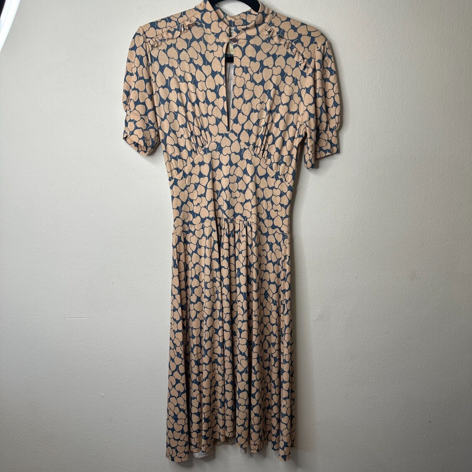 Anthropologie Maria Bonita Extra Blue Tan Heart Keyhole Front Maxi Dress M Size M / US 6-8 / IT 42-44 - 10 Thumbnail