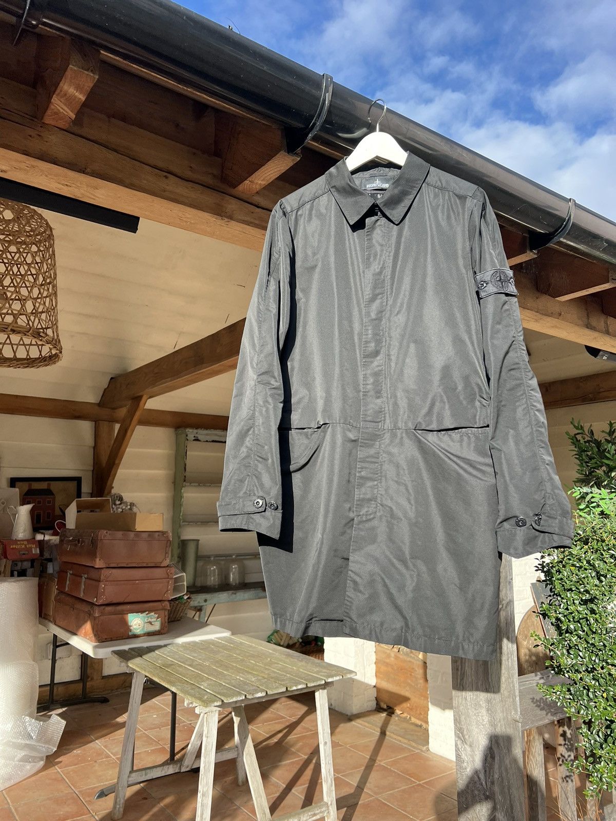 image of Stone Island Shadow Project Ss14 Button-Up Mac in Black, Men's (Size Large)