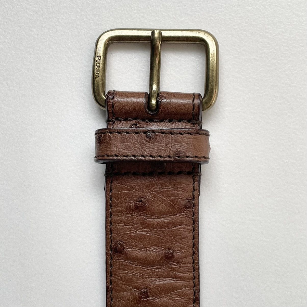 Prada 3cm Brown Ostrich Leather Belt Size 30 - 13 Thumbnail
