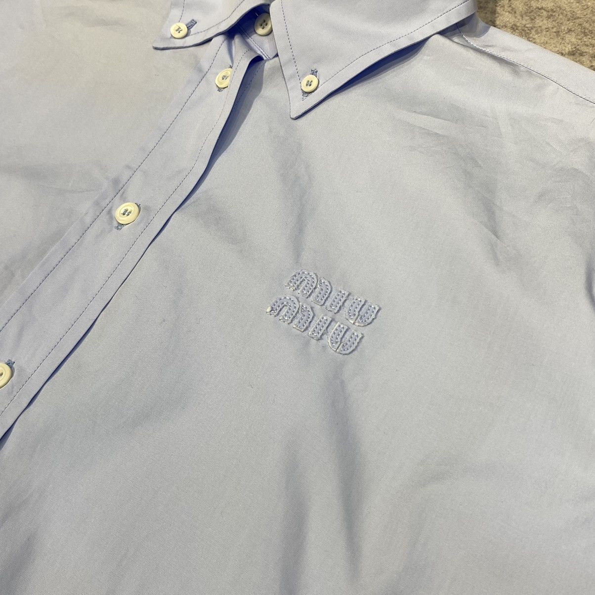 Miu Miu MIU MIU Poplin Shirt LIGHT BLUE Size XS / US 0-2 / IT 36-38 - 2 Thumbnail