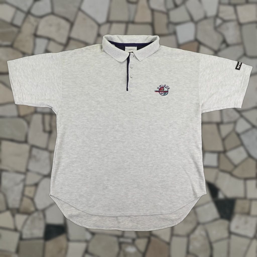 VINTAGE adidas Polo Shirt Mens L Gray 90s Polo Shirt Casual Sports 90s Mens Regular Barrd?