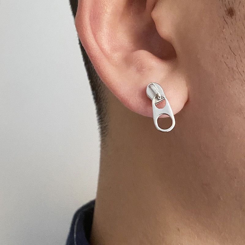 Jewelry × Sterling Silver Zipper New Trend Earrings One Pairs Chrome Jewelry Size ONE SIZE - 1 Thumbnail