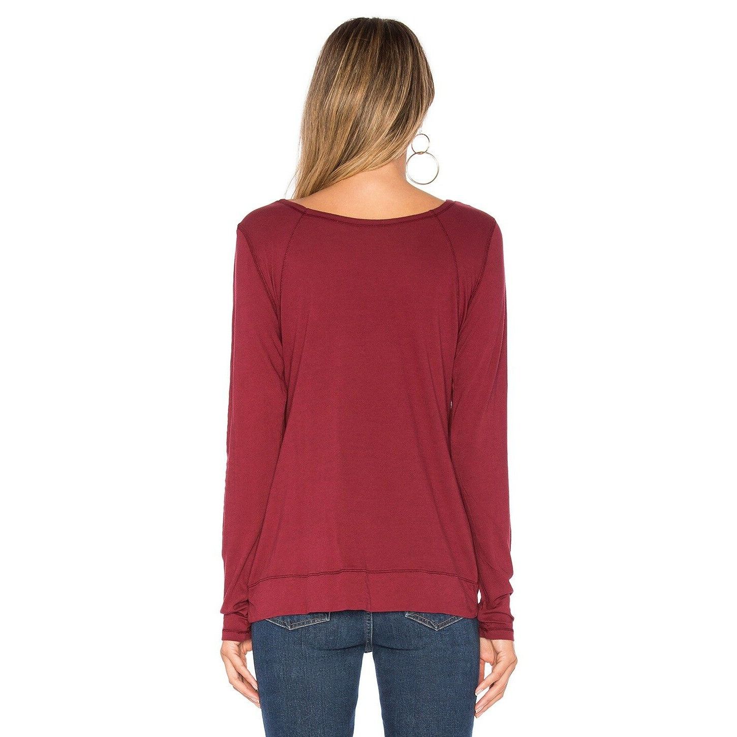 REVOLVE Bobi Bordeaux Reversible Criss-Cross Long Sleeve Top Size XS / US 0-2 / IT 36-38 - 3 Thumbnail