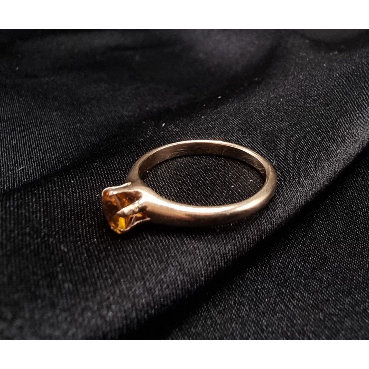 Vintage Vintage Mid Century 10K Yellow Gold Citrine Solitaire Ring Size ONE SIZE - 3 Thumbnail