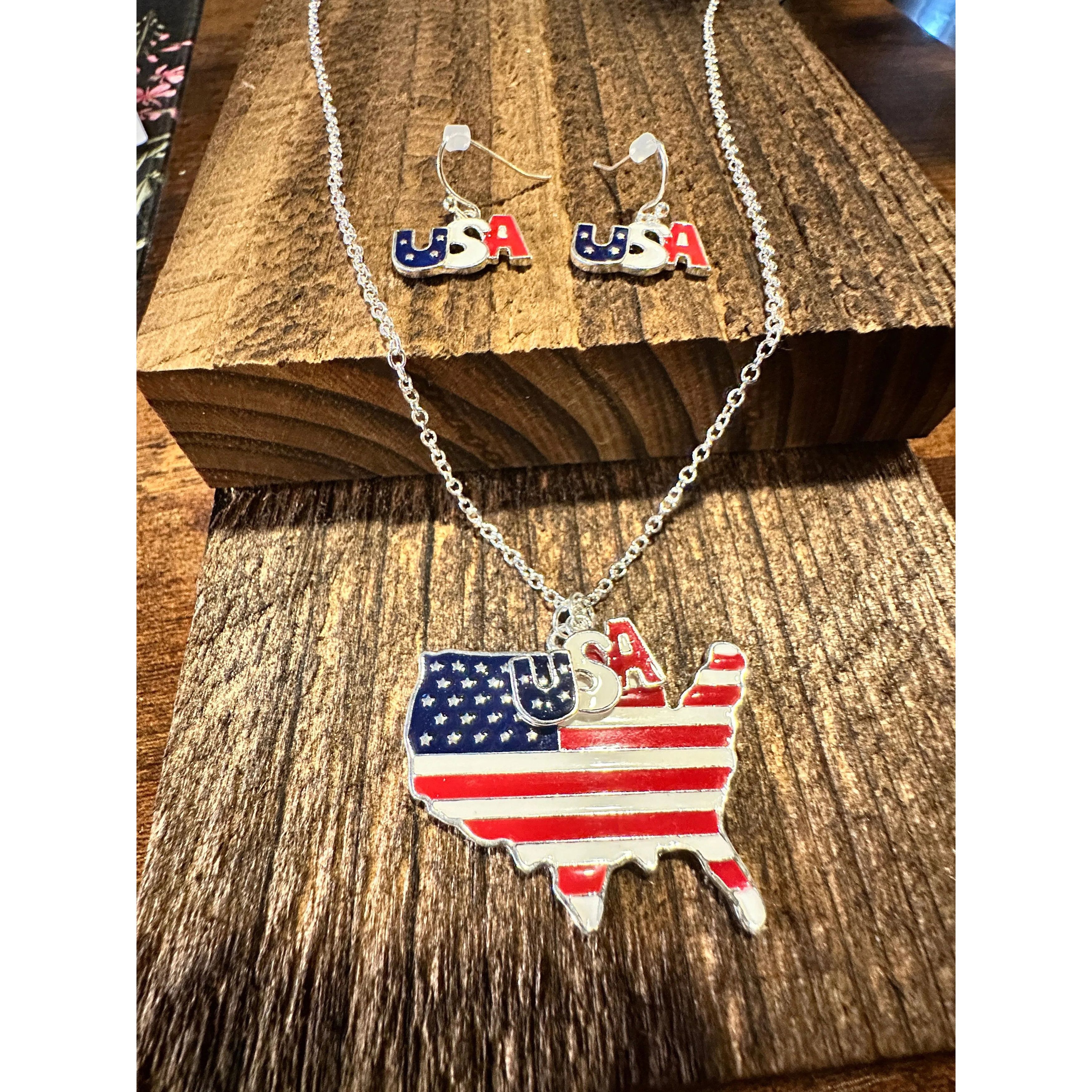 Other Boho America USA Necklace & Earring Set | Patriotic Jewelry Size ONE SIZE - 3 Thumbnail