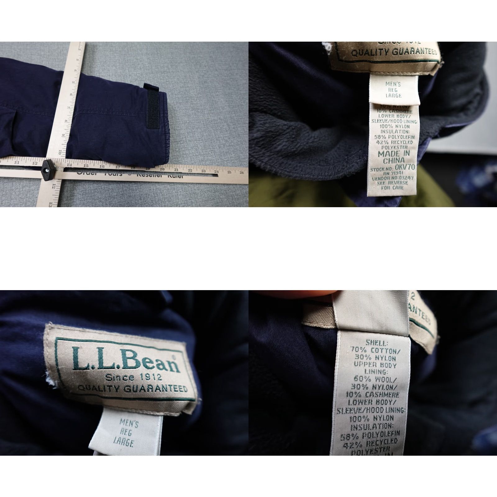 Vintage L.L. Bean Parka Mens Large Blue Wool Lined Heavyweight Winter Long Coat Puffer Size US L / EU 52-54 / 3 - 8 Thumbnail