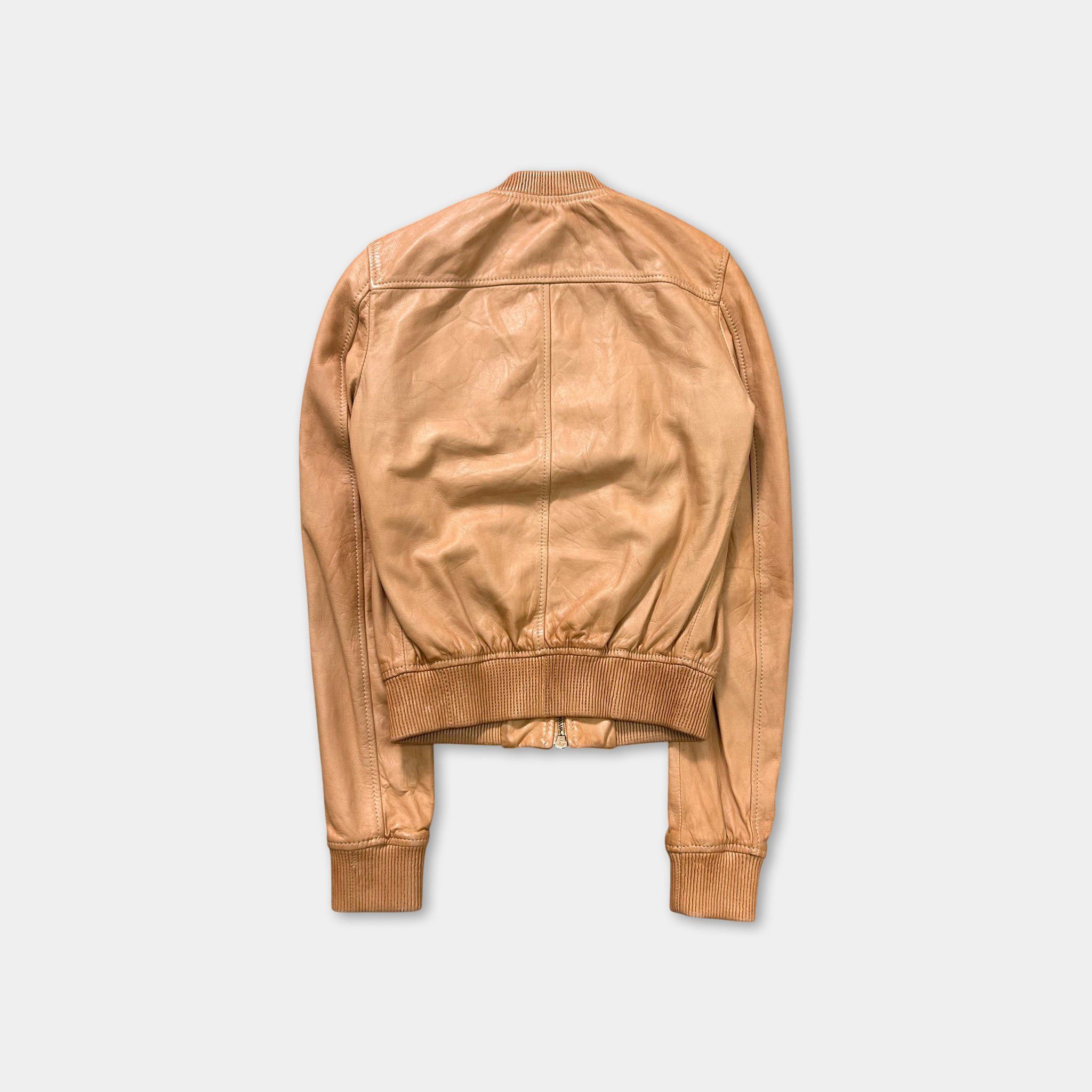 Dsquared2 Dsquared2 Beige Leather Cargo Bomber Jacket Size XS / US 0-2 / IT 36-38 - 5 Thumbnail