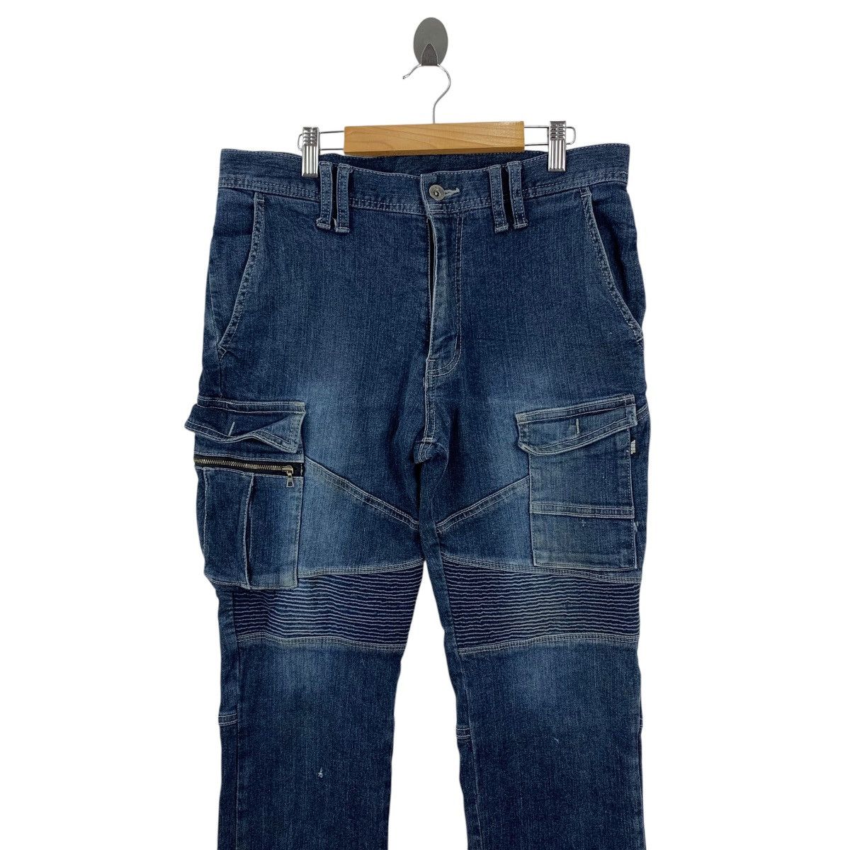 Japanese Brand TORAICHI Biker Style Japanese Denim Stretchable Cargo Pants Size US 32 / EU 48 - 2 Thumbnail