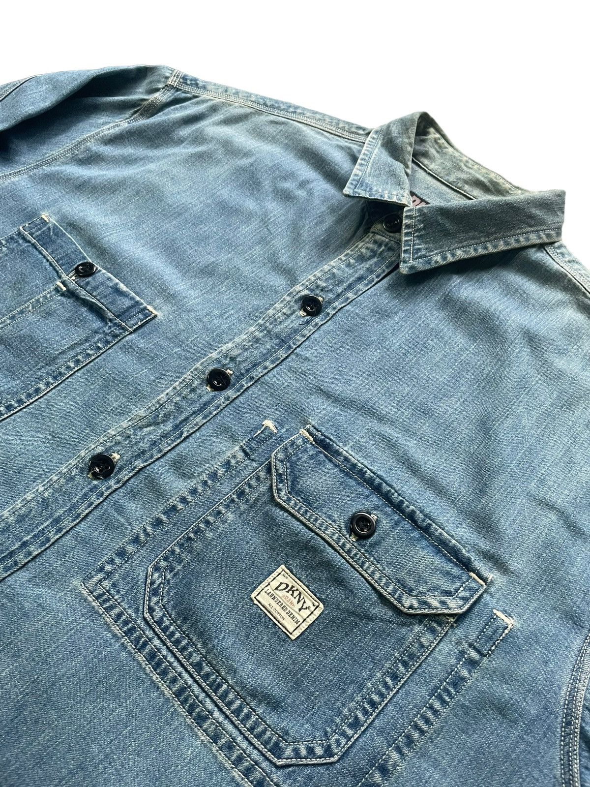 Designer Vintage DKNY Denim Shirt Size US XL / EU 56 / 4 - 4 Thumbnail