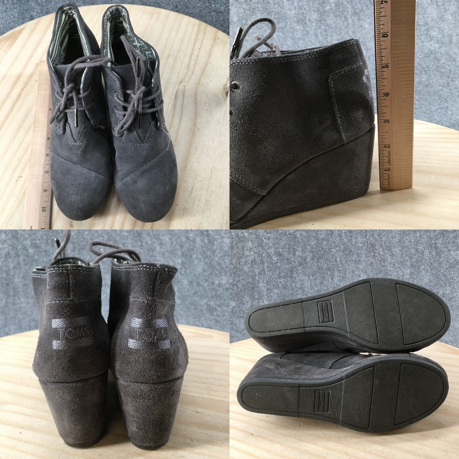 Toms TOMS Boots Womens 8 Desert Gray Lace Up Ankle Top Casual Comfort Wedge Size M / US 6-8 / IT 42-44 - 8 Thumbnail