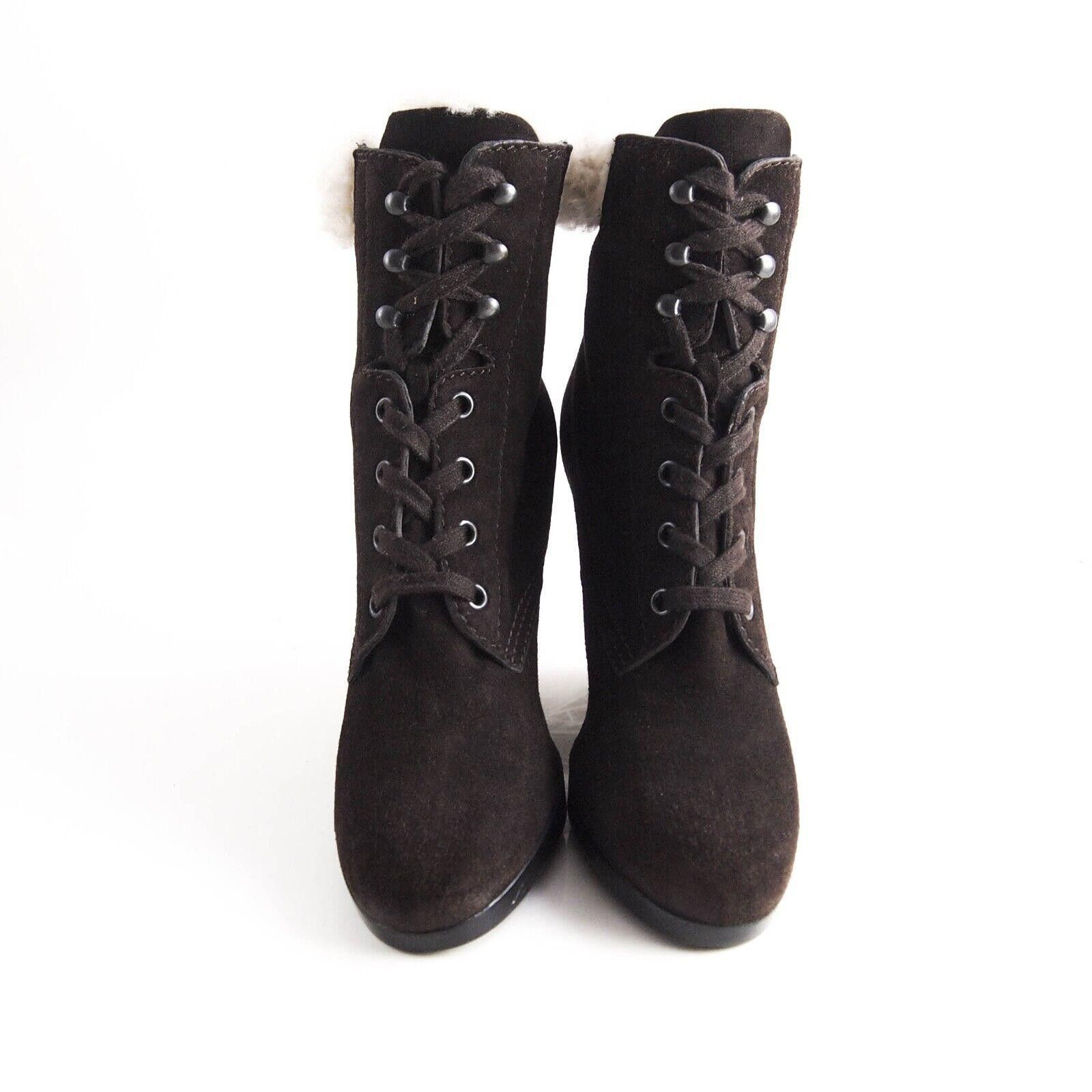 Hogan Hogan Wedge Ankle Boots Brown Suede Fur Trim US 7 EU 37 Size US 7 / IT 37 - 3 Thumbnail