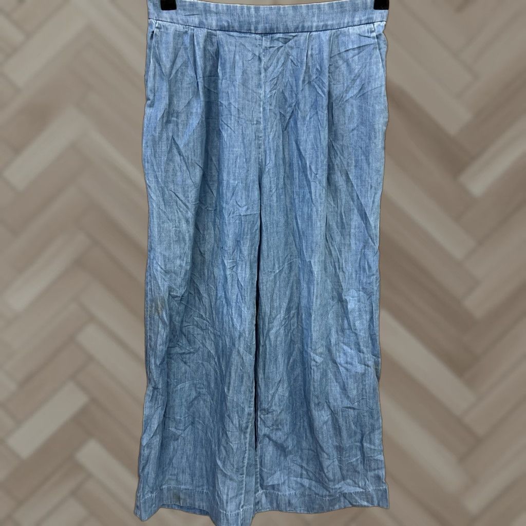 J.Crew J.CREW Jeans Wide-Leg Chambray High Rise Pull On 2 Tall Womens Blue Lightweight Pants Size 26" / US 2 / IT 38 - 1 Thumbnail