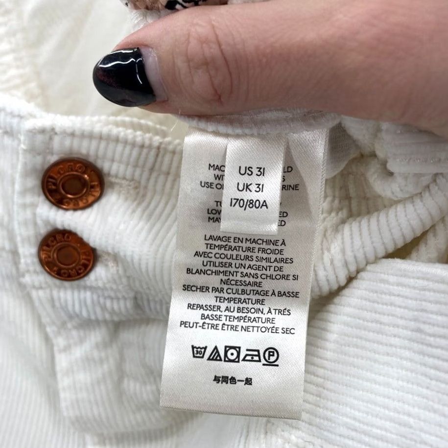 Vintage Anthropologie Pilcro Corduroy Cargo Pants Women's 31 White Stretch Ankle Zip Size 24" / US 00 / IT 34 - 5 Thumbnail