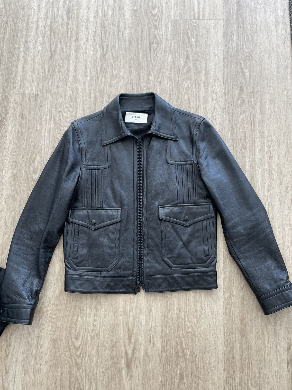 image of Celine Leather Jacket in Black, Men's (Size Medium)