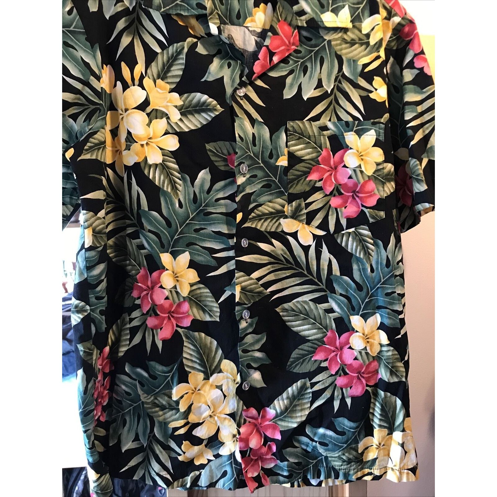 Other Malihini VTG Men L Black Floral Button Cotton Hawaiian Shirt Size US L / EU 52-54 / 3 - 9 Thumbnail