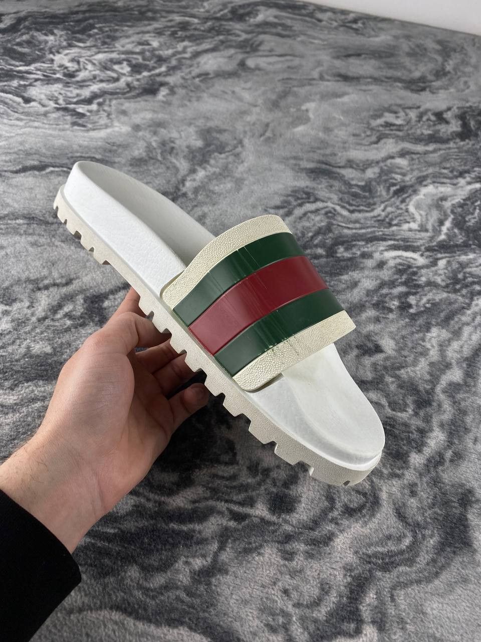 Gucci Gucci Web Slide Sandal Men Size 12 White Size US 12 / EU 45 - 10 Thumbnail
