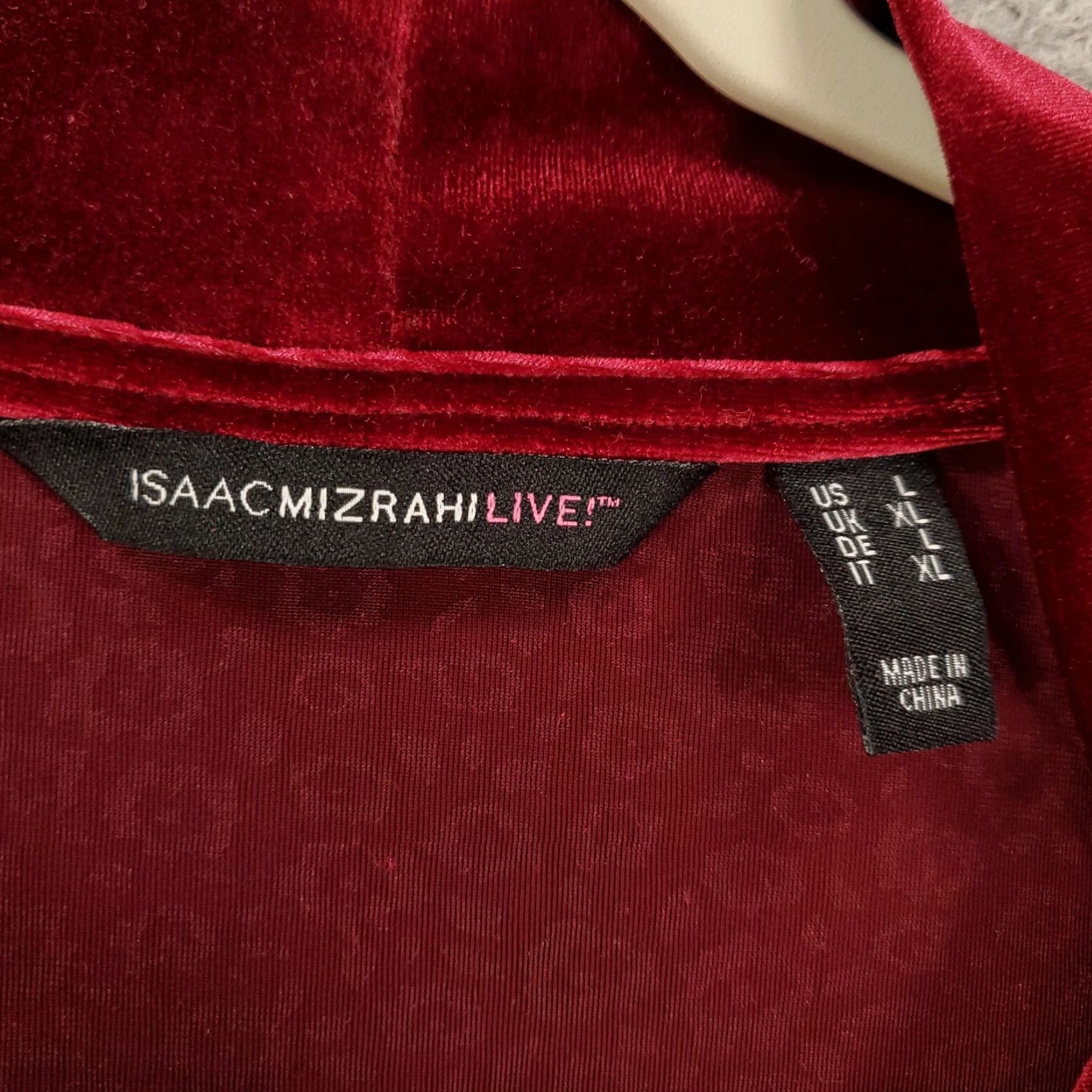 Isaac Mizrahi Womens Velvet Cardigan Size Large Burgundy Animal Print Open Front Soft Comfort Size L / US 10 / IT 46 - 5 Thumbnail