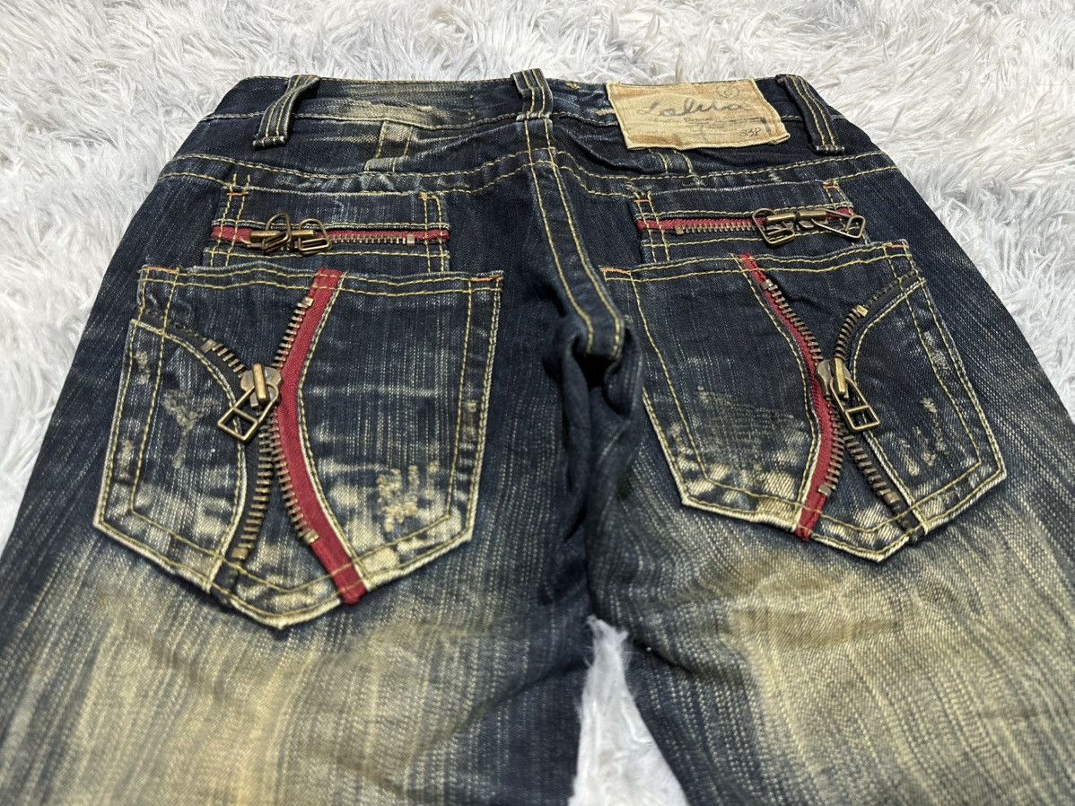 Tornado Mart 🔥Sick Y2K Lolita Exotic Vintage Denim Mud Wash Flared Zipper Size US 28 / EU 44 - 4 Thumbnail