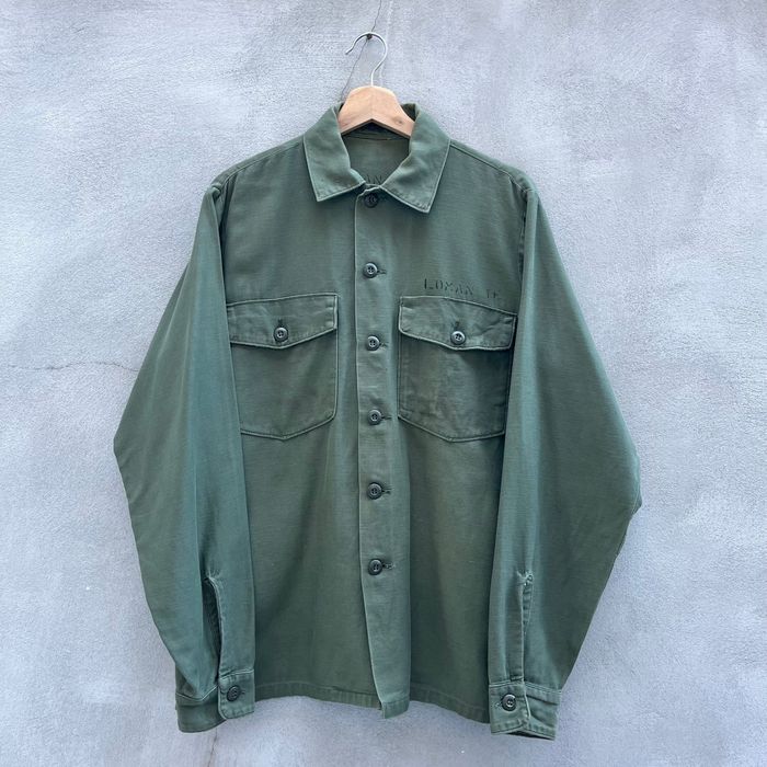 Vintage 70’s USMC Military Stenciled OG-107 Fatigue Button Down Long ...