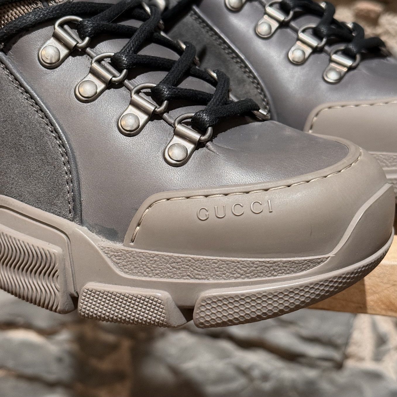 Gucci Gucci Graphite Grey Suede Flashtrek Hiking Boots Size US 8 / EU 41 - 2 Thumbnail