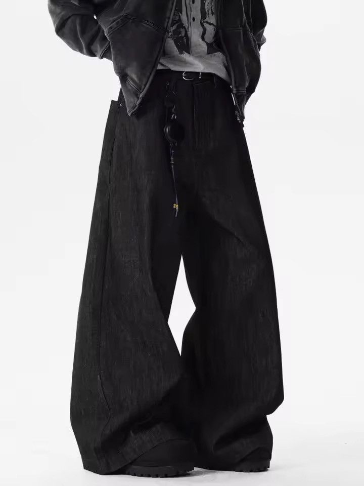 Japanese Brand Extreme Wide Leg Black Jeans | Red Dragon Size US 33 - 3 Thumbnail