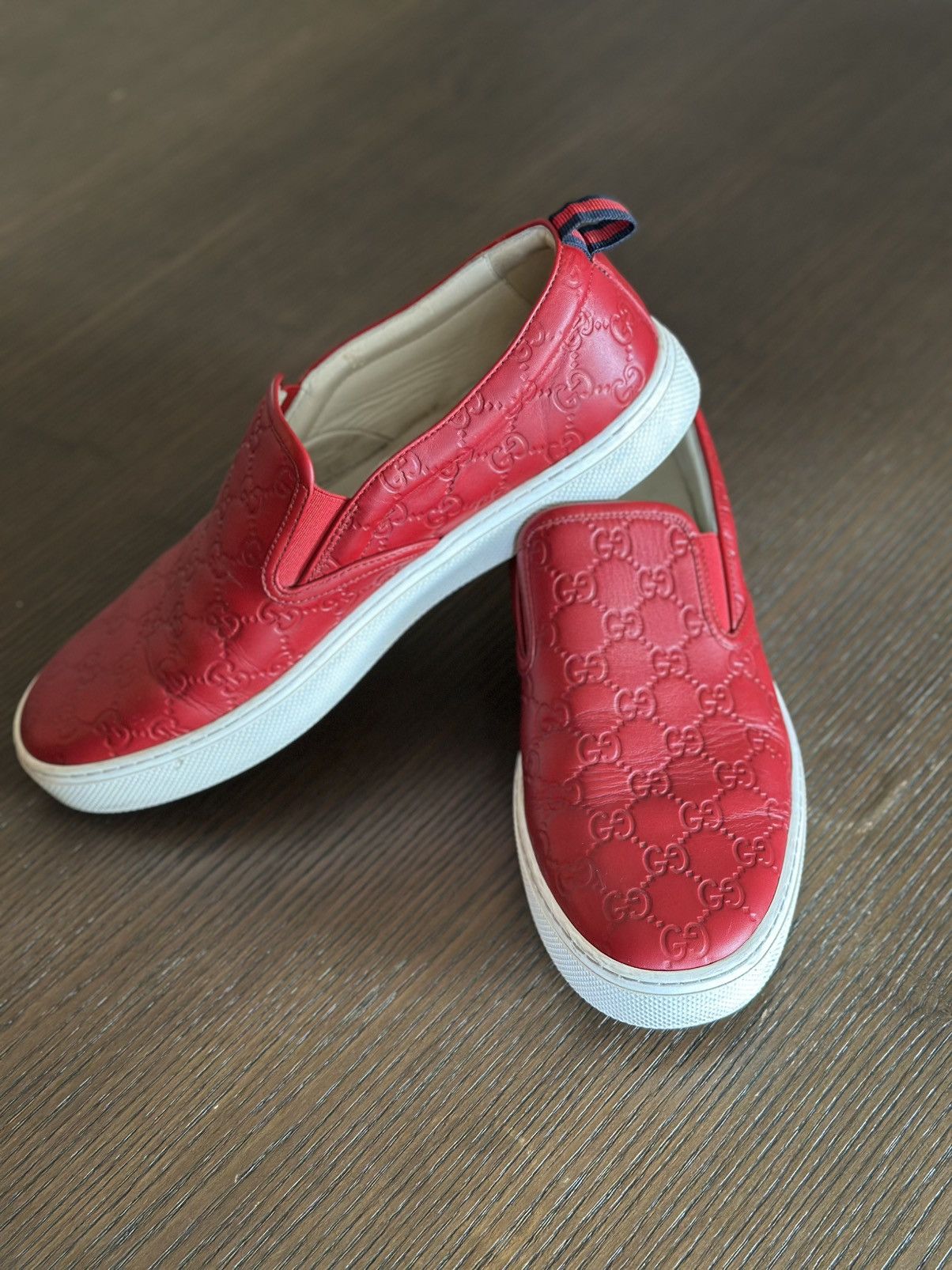 Gucci Gucci Red Guccissima Leather Slip-On Loafers Men’s US 10.5 Size US 10.5 / EU 43-44 - 1 Thumbnail